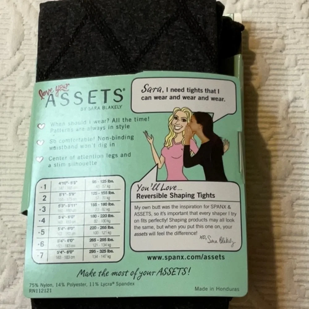 SPANX Black Reversible Shaping Tights. Flip side Diamond. Size 2